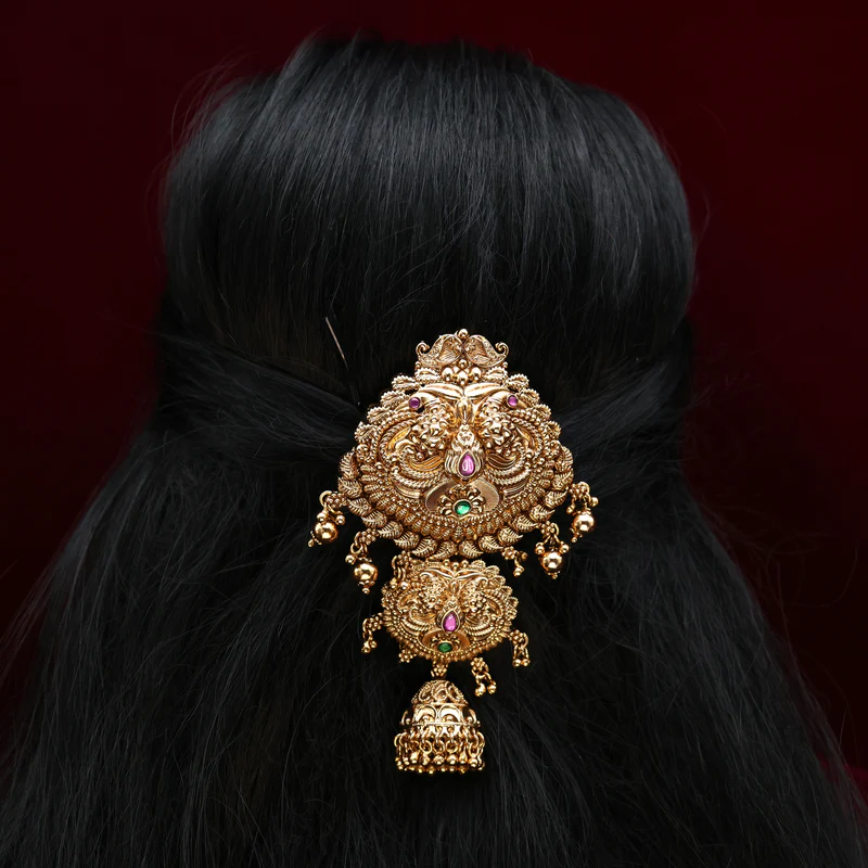 Antique Gold Nagas Rettapakshi Kemp Short Choti